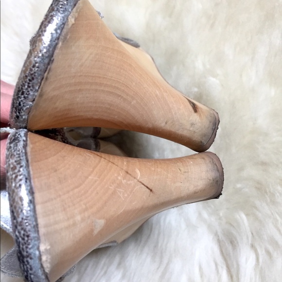 Arleen C Studded Silver Leather Wedge Sandals - Picture 8 of 8